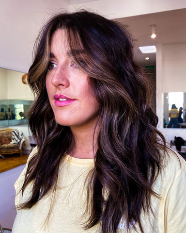 sombre hair colour on girl with a yellow top