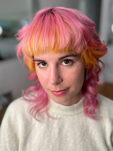 pink flip hair style