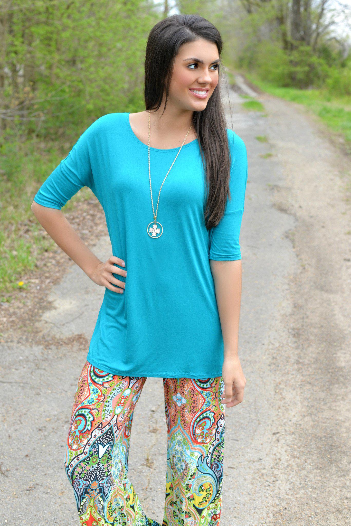 Ocean Blue Piko Style Bamboo Top – The Paisley Rooster Boutique