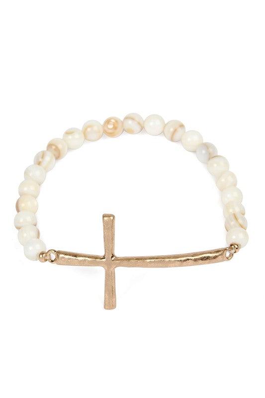 Shine For You Beaded Cross Stretch Bracelet