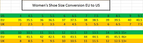 women's shoe size conversion euro to us
