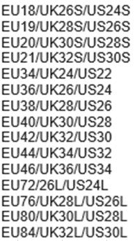 women's size chart european to us