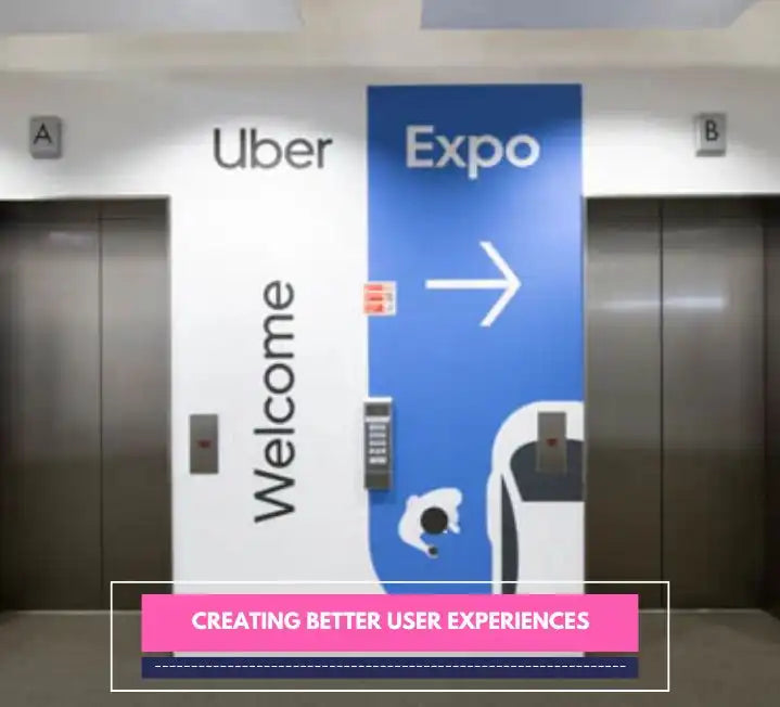 A signage that has Uber and Expo on it with also a text that reads ‘Welcome.’