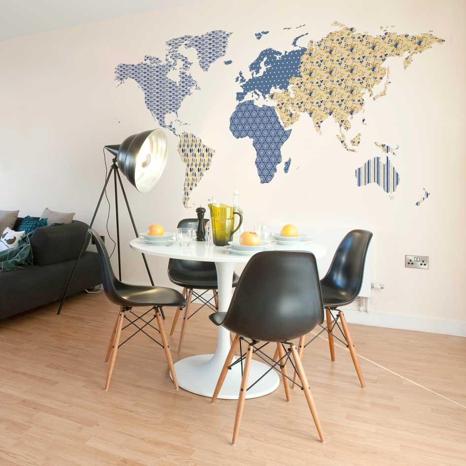 Patterned World Map Wall Sticker