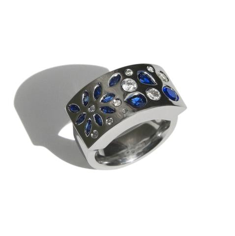 Silver dress ring with blue and white sapphires – Jason Moss Jewellery ...