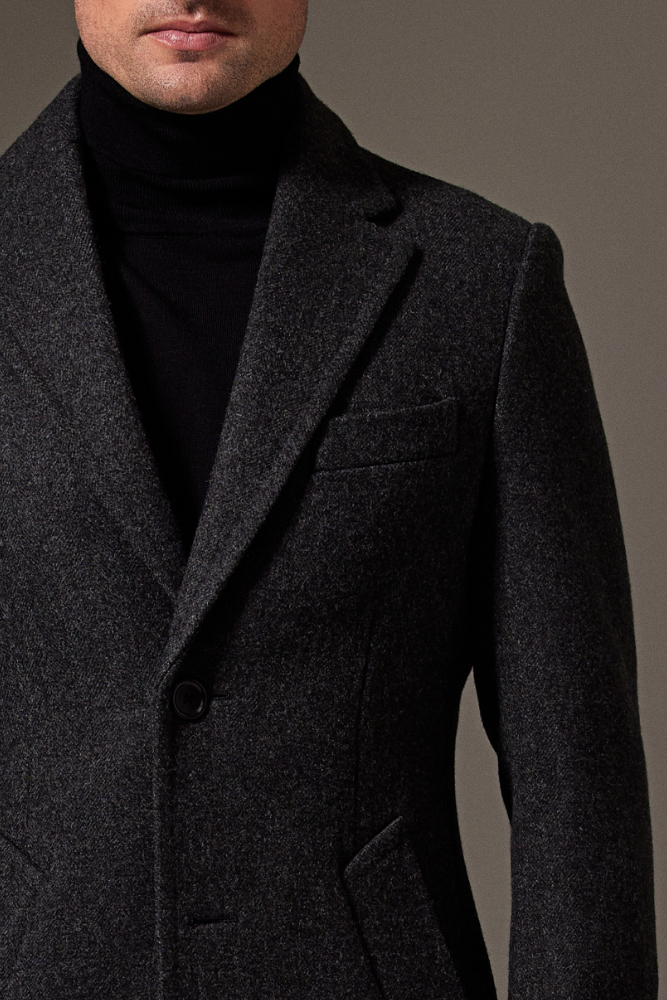 Harrington Jacket - Charcoal Herringbone Wool