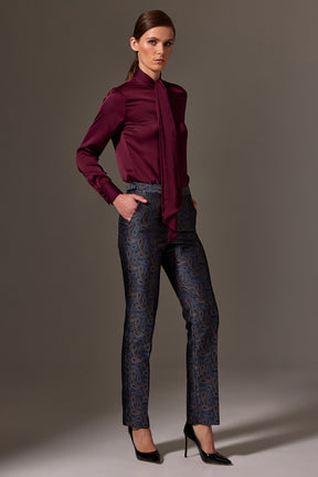 Limited Ruby Pant - Navy & Burgundy Paisley