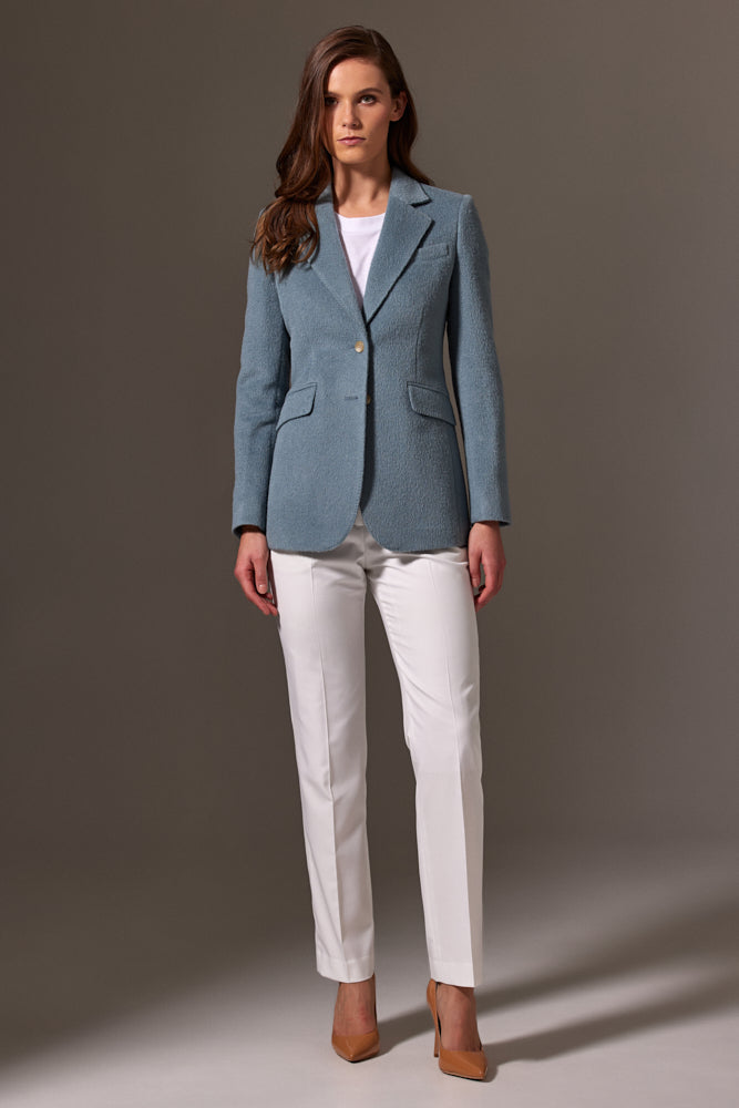 ESCADA SPORT Banati Pale Blue Tweed Jacket  Elegant outfit, Pale blue  coat, Blue tweed jacket