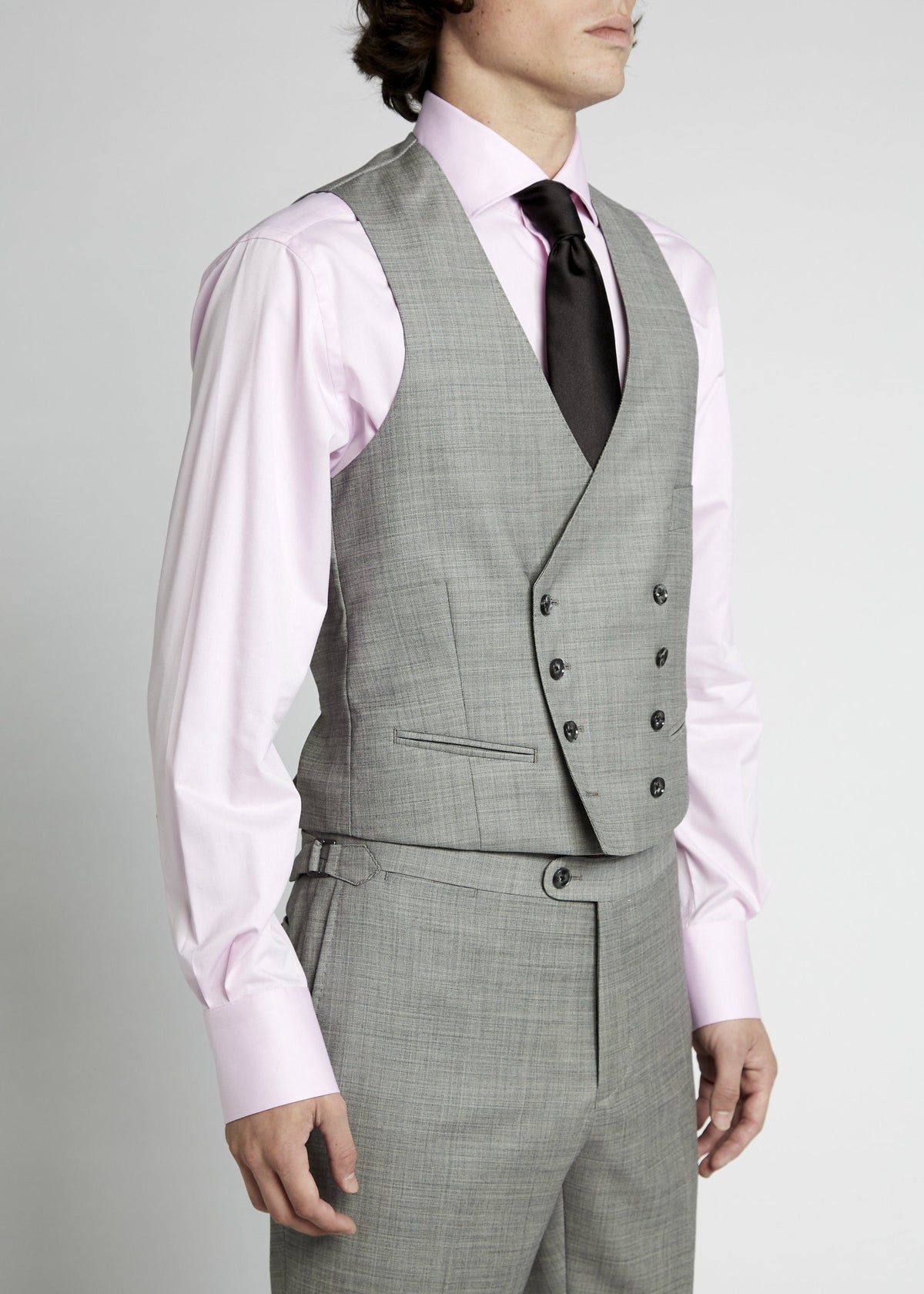 Harry DB Waistcoat - Light Grey Tropical Wool