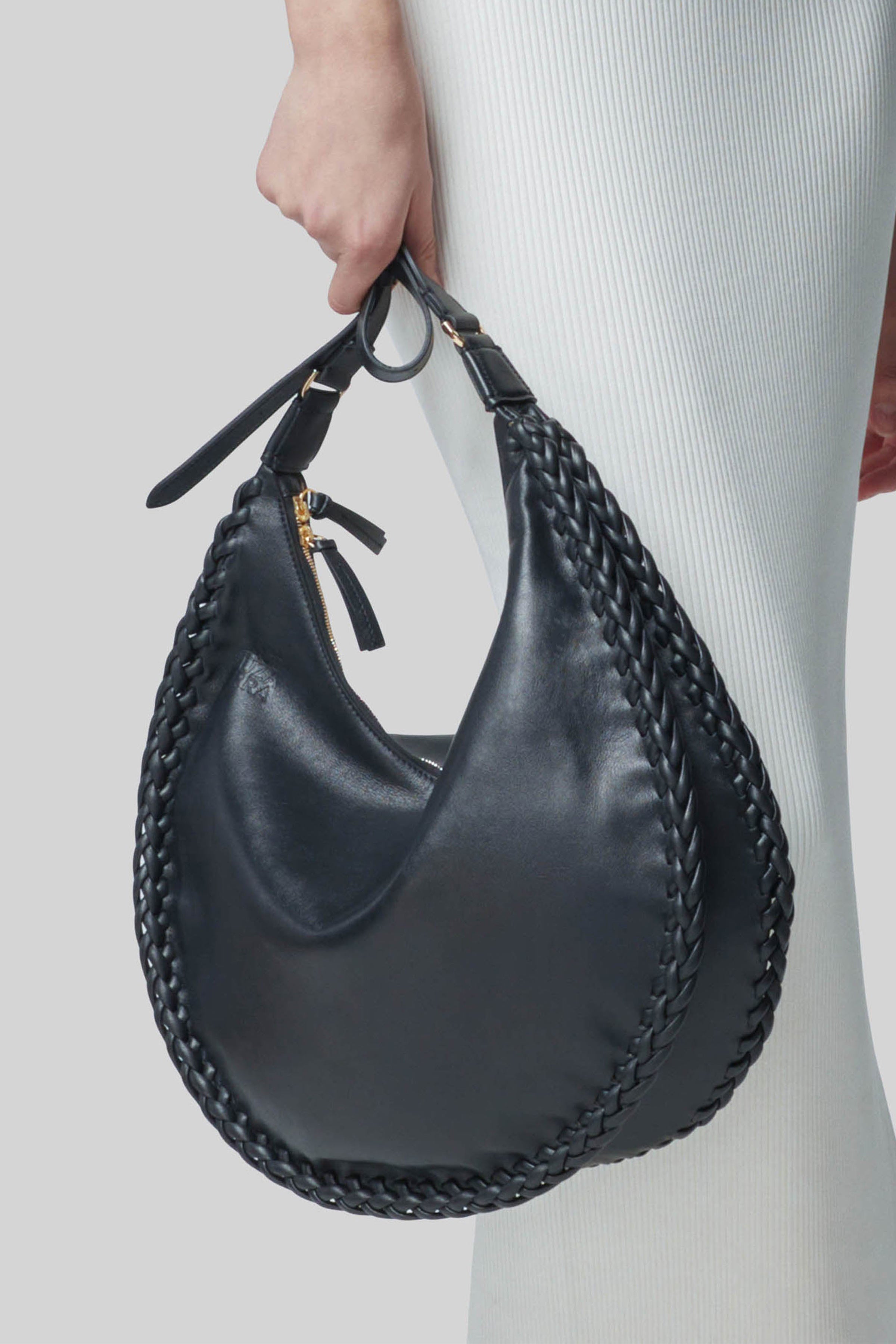 Altuzarra Small Braided Leather Top Handle Bag Black