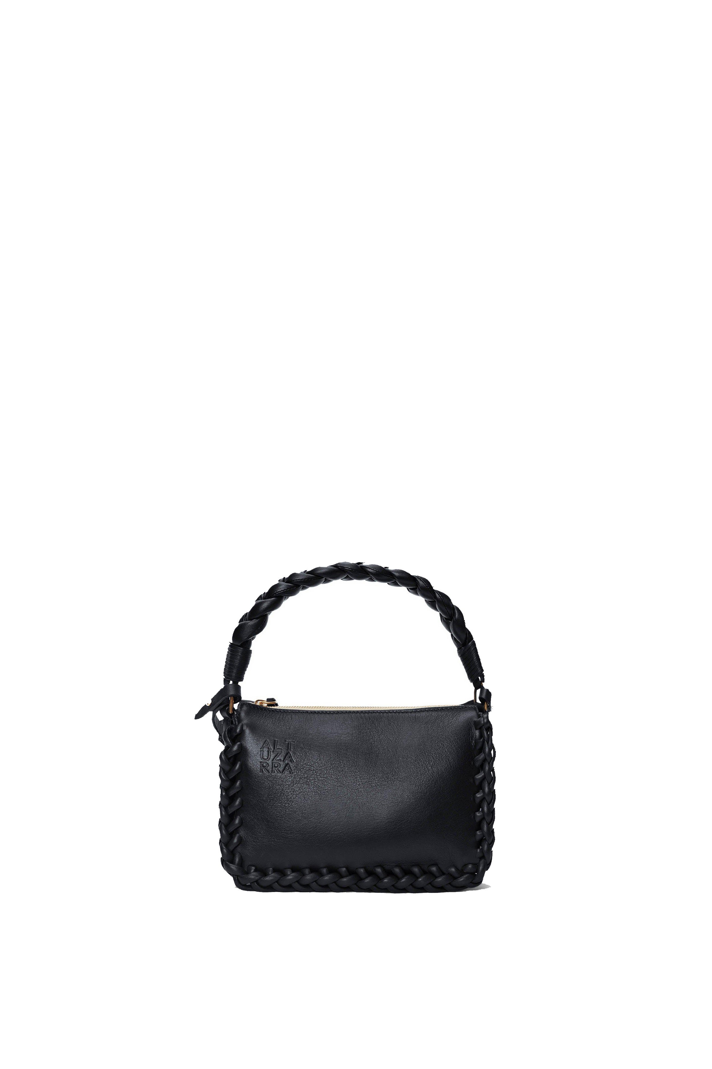 Altuzarra Braid Leather Crossbody Hobo Bag in 000001 Black