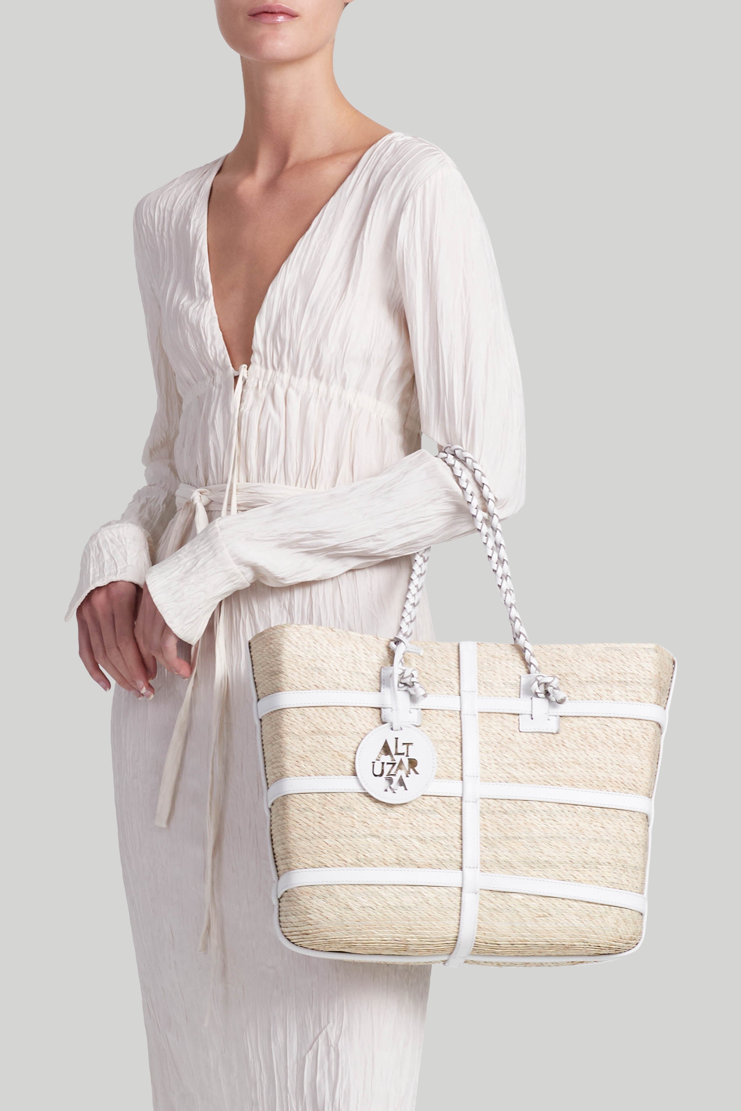 Altuzarra_'Watermill' Tote E/W_Natural/White