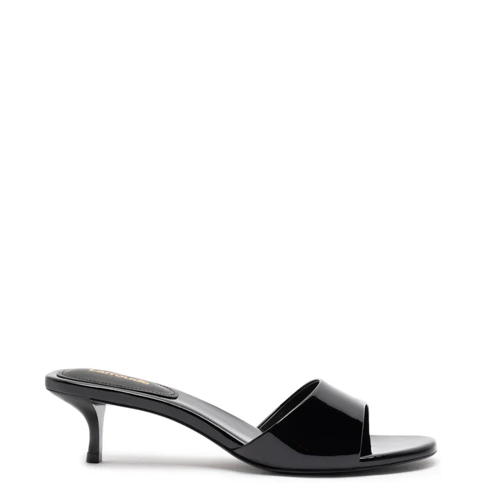 Larroude Greta Mule In Black Patent Leather