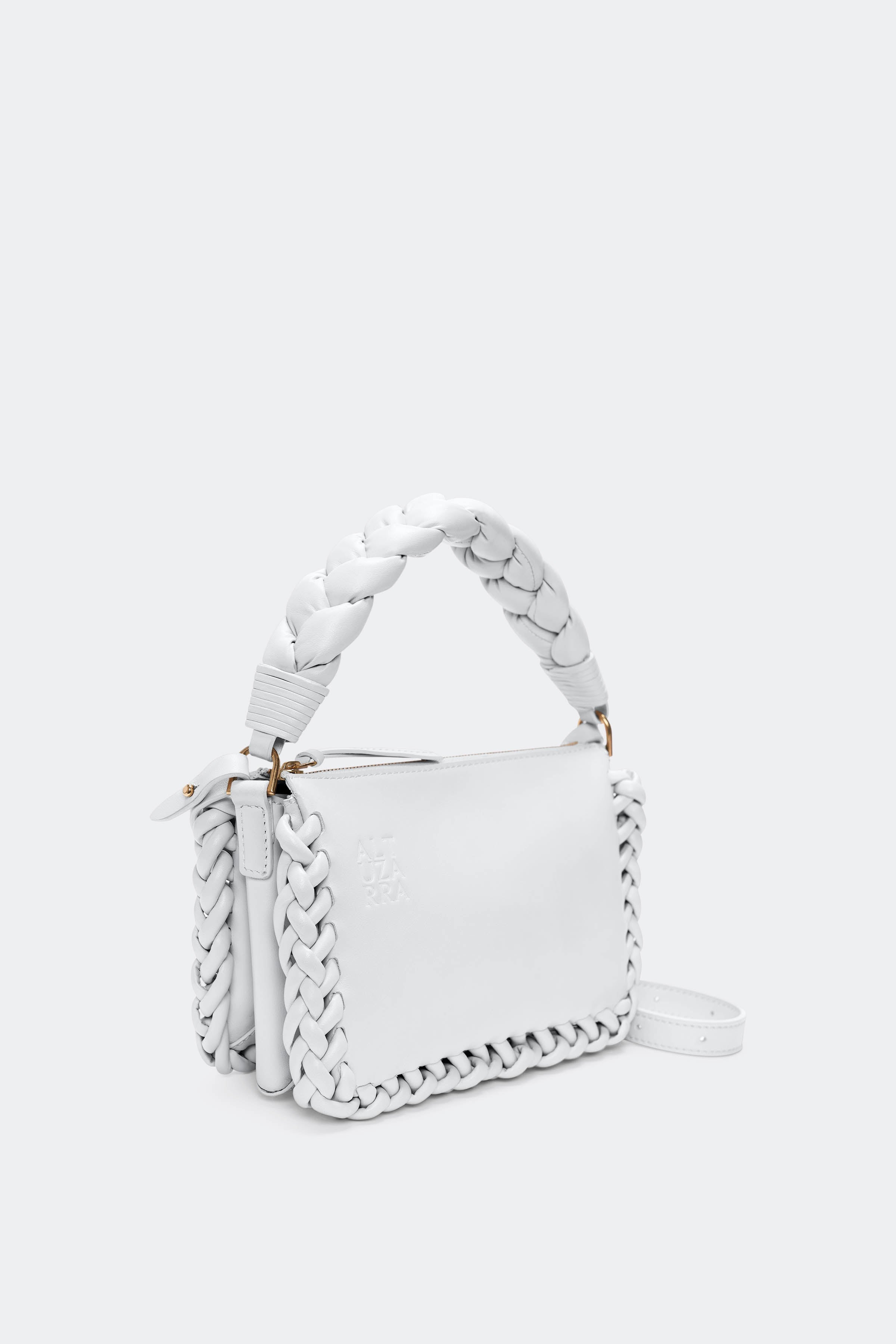 Altuzarra Braided Leather Crossbody Bag In White