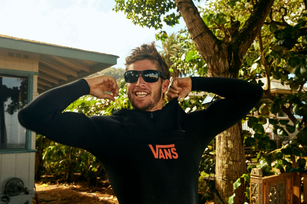Blenders Entourage athlete Nathan Florence dons a wet suit