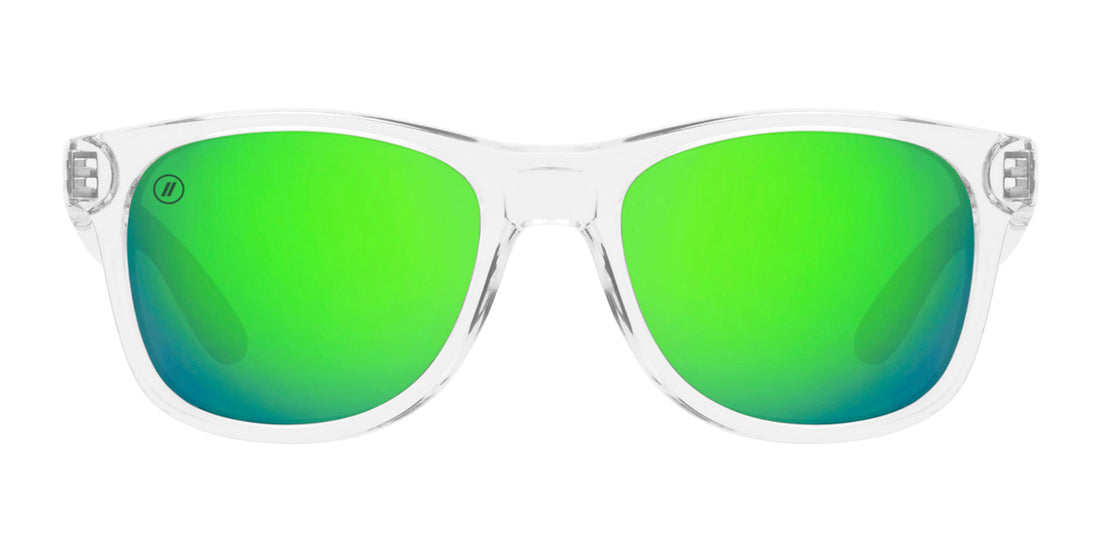 Natty Ice Lime Polarized Sunglasses Crystal Clear Frame And Lime Green Mirror Lens 