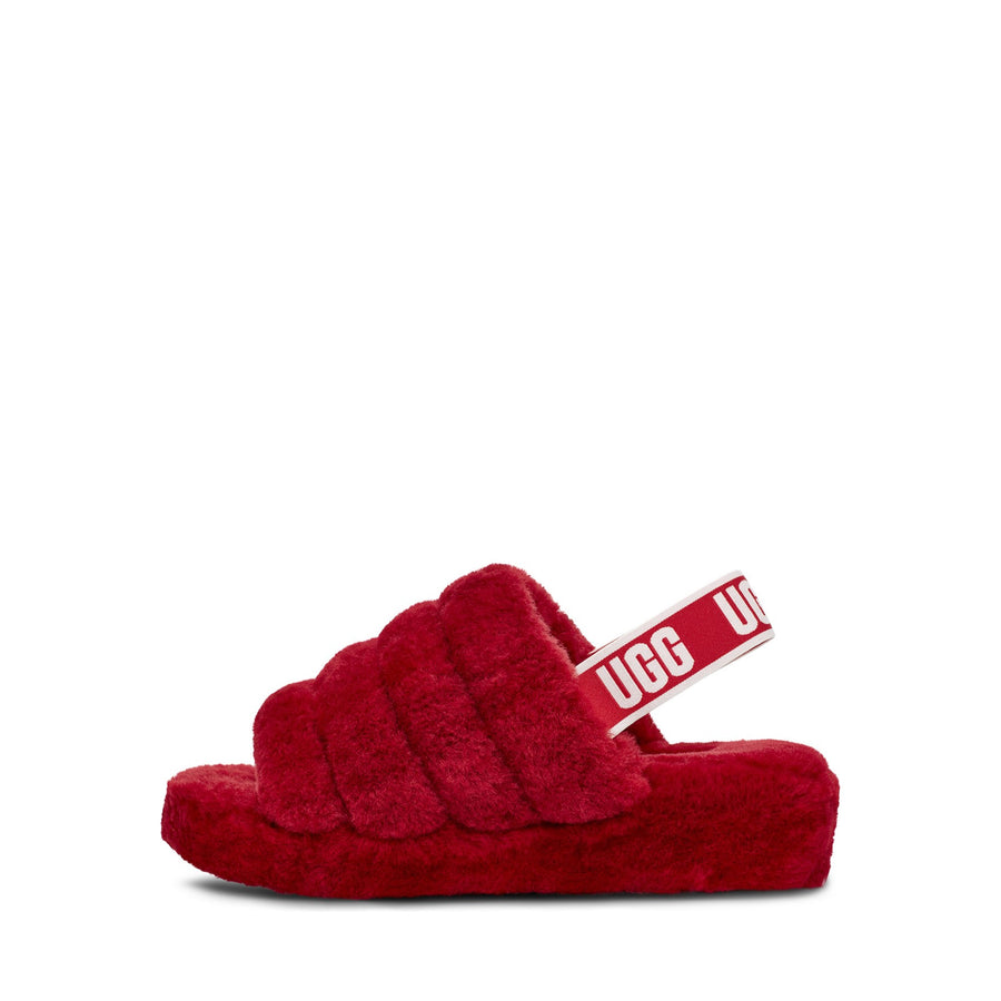 red fluff yeah ugg slides