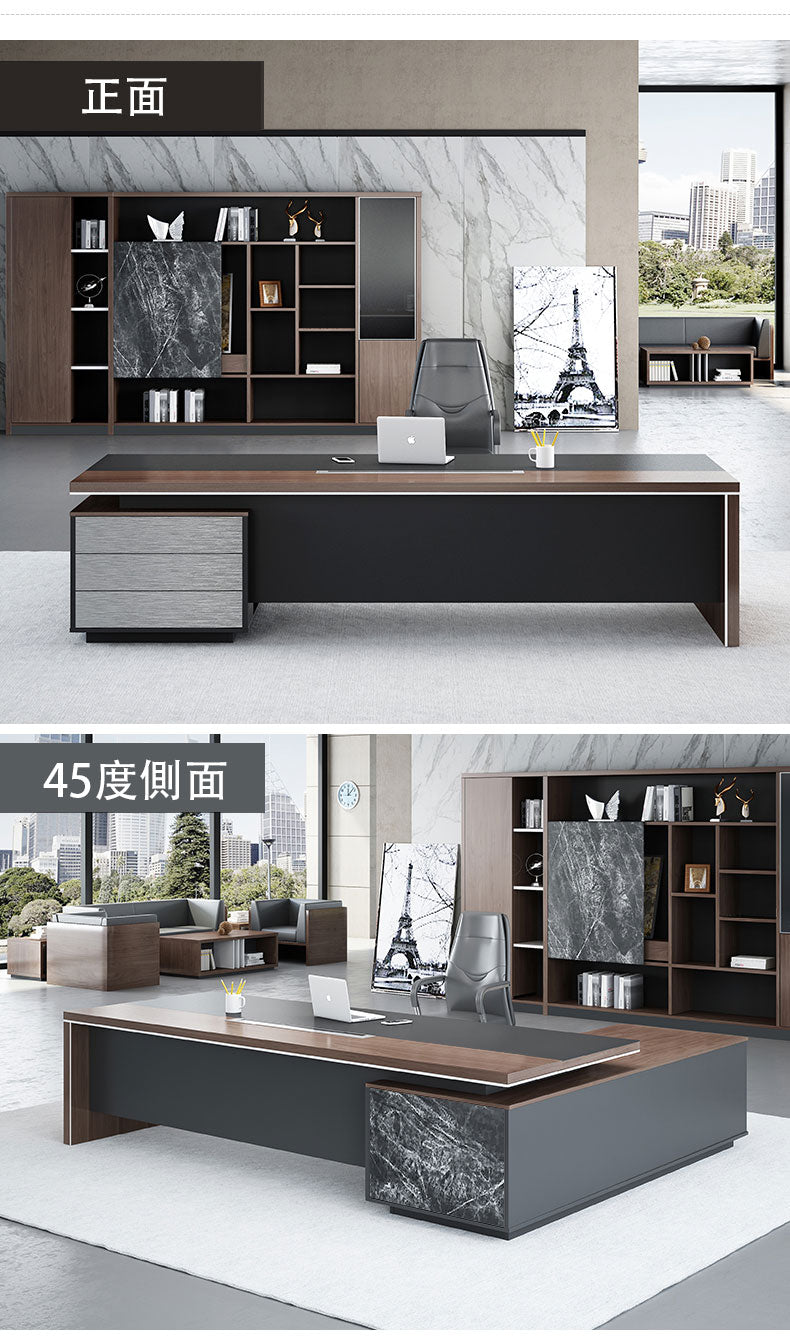 主管檯 E1 環保板材 (鋼腳/實木腳/板腳) (側櫃) executive manager boss table desk furniture