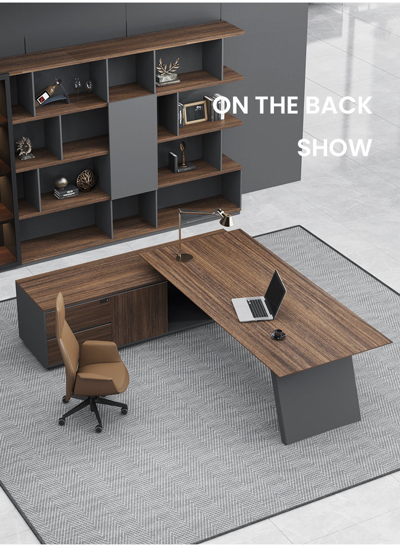 主管檯 E1 環保板材 (鋼腳/實木腳/板腳) (側櫃) executive manager boss table desk furniture