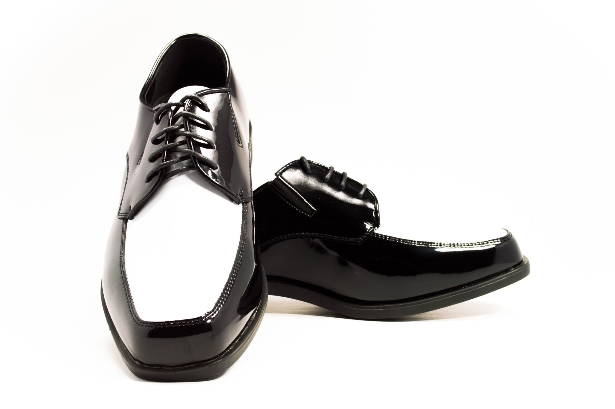 black and white tux shoes