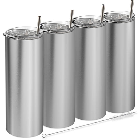 GCP Products Skinny Tumblers 20 Oz Stainless Steel Tumbler Bulk With Lids  And Straw
