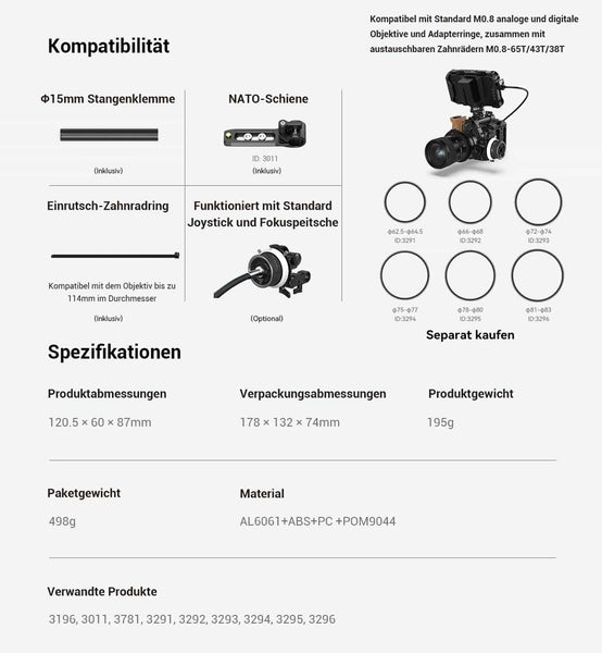 Følg fokustilbehør, Smallrig 3010B, Nikon-tilbehør, Videotilbehør