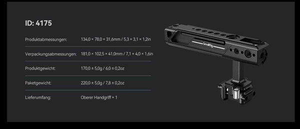 Smallrig 4175, Schnellverschluss, top handle