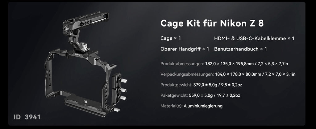 Contenu de la livraison, SmallRig Cage Kit pour Nikon Z 8 3941