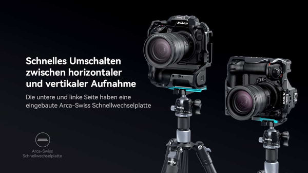 Formát Nikon Z8 na výšku, klec fotoaparátu Smallrig 3982, rychloupínací destička Arca-Swiss