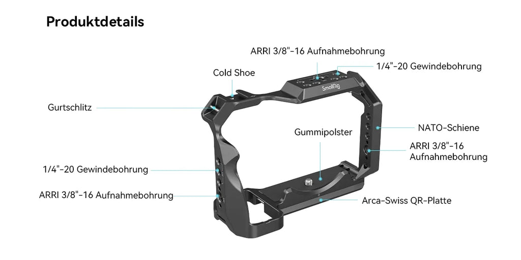 Kamerabur med 1/4 hull, NATO-skinne, Arri Scharube