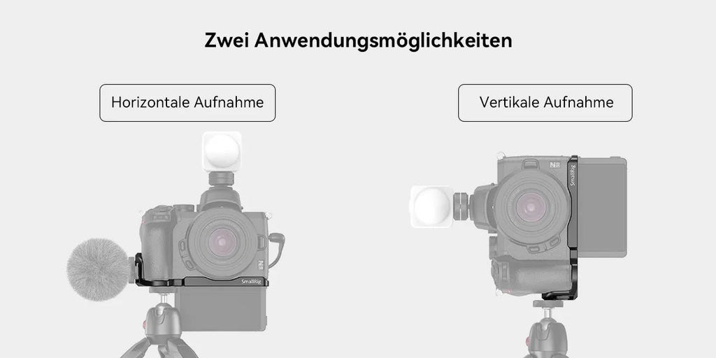 L winkel für Nikon Z50, Hochformat, erweiterungsmöglichkeiten