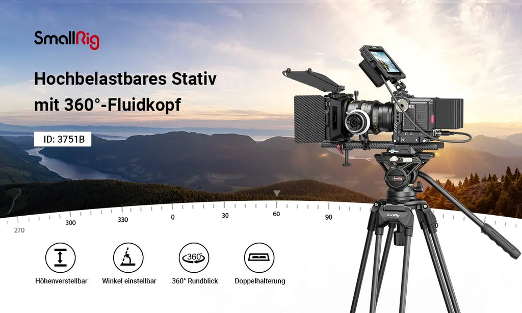 Kestävä nestepään kolmijalka AD-01, SmallRig 3751B, kameran jalusta, videojalusta