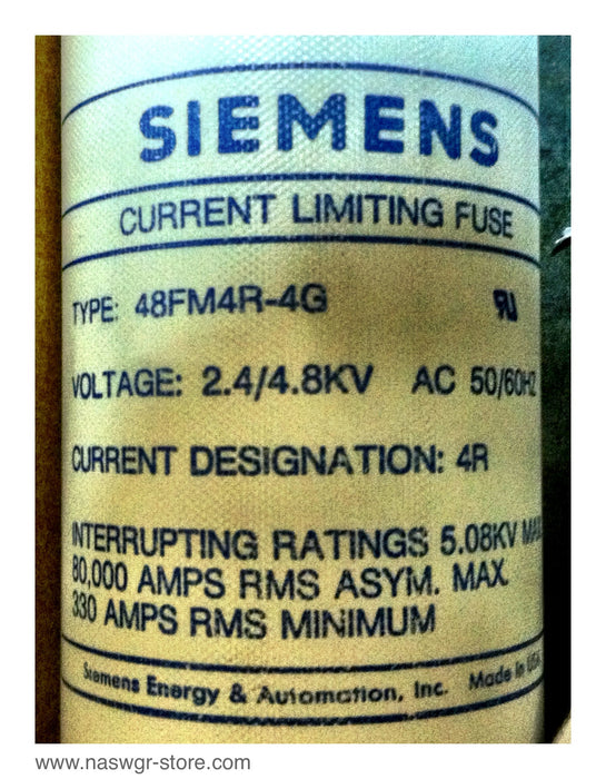 Siemens Current Limiting Fuse Type: 48FM4R-4G , Siemens 25-131-891-503