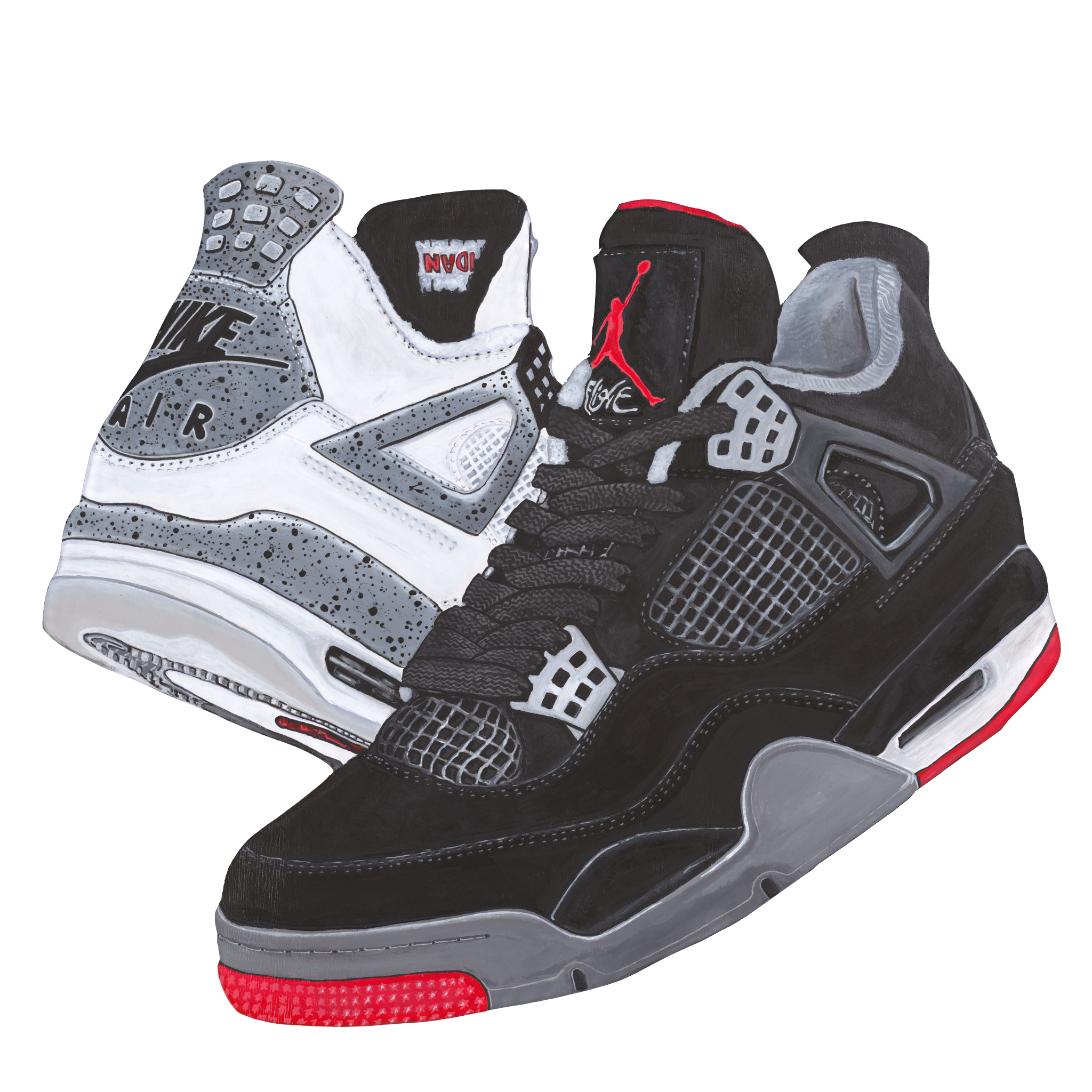 jeg er sulten Credential Raffinaderi Jordan 4 Cement/Bred Wall Print - WallKicks