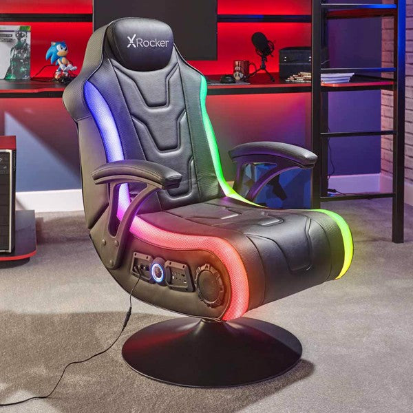 X-Rocker Rainstorm SMD RGB 2.1 Black Carbon Gaming Chair - Gamer Gear Direct