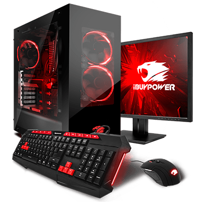 Gaming PC with monitor and keyboard