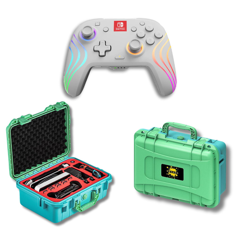 Nintendo Switch - PDP Switch Afterglow Wave and Devaso carry case