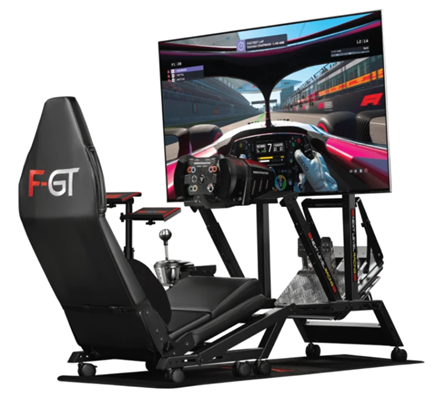 next level racing f-gt racing simulator cockpit with monitor stand and monitor and accessories