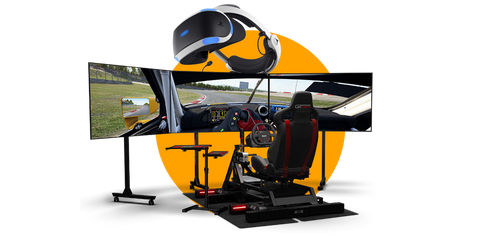 next level racing motion platforms, GTtrack racing cockpit, monitor stand and VR headset