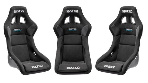 sparco racing seats lined up side by side