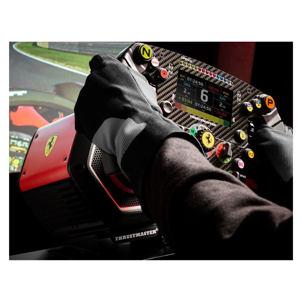 Ferrari T818 wheelbase and SF1000 wheel on racing simulator