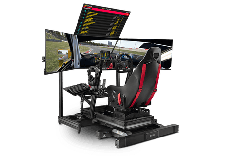 f-gt elite with wheel, pedals, monitors and stand