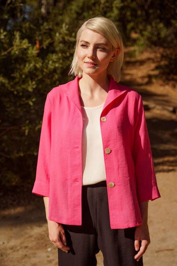 AA188 - One Button Short Jacket – Fridaze - Linen Redefined