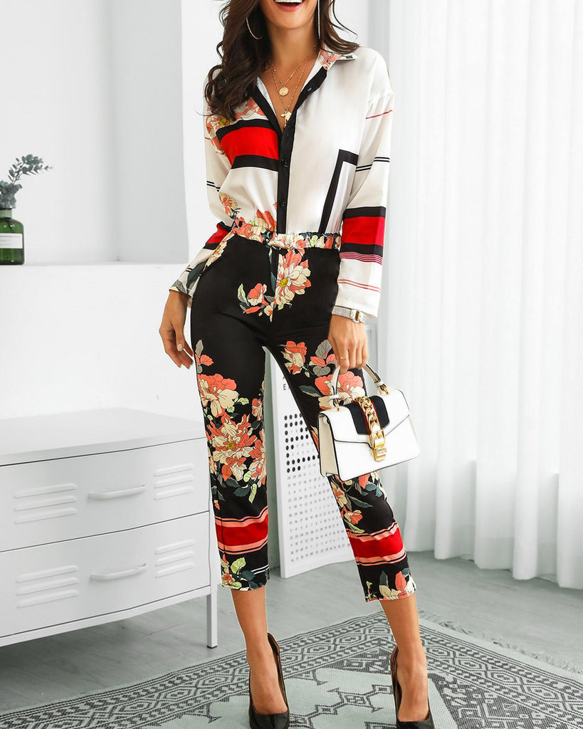 floral long sleeve jumpsuit