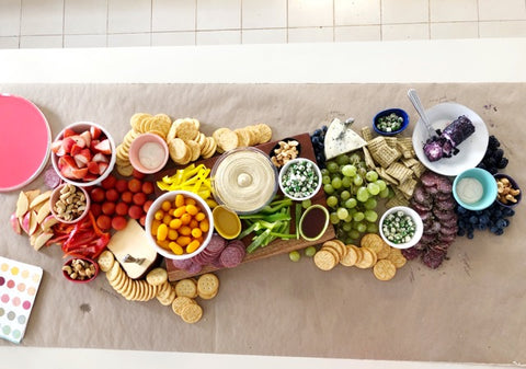 rainbow cheese board for birthday party