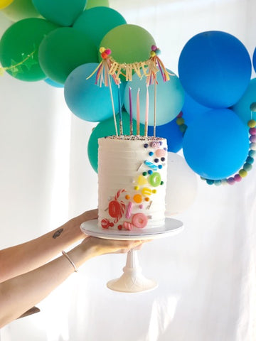 birthday cake with handmade cake topper