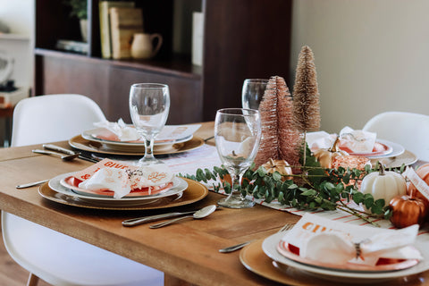 tablescape for thankgiving meets christmas