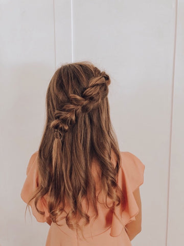 girl with side waterfall braid ollie jay twirl dress