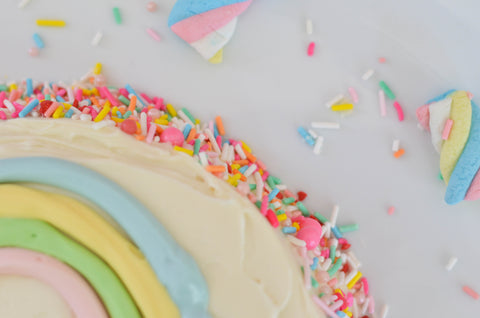 rainbow cake and sprinkles