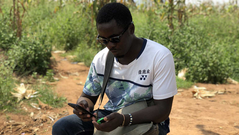 William Butula, Director of Nakivart puts goTenna Mesh to the test in the Rubondo by placing himself over 800 meters away from the second goTenna Mesh user.
